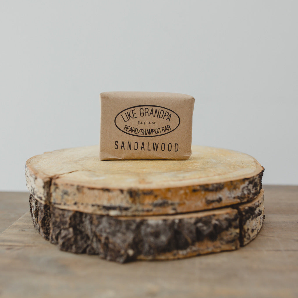 Natural Sandalwood Shampoo Bar. Hair or beard.