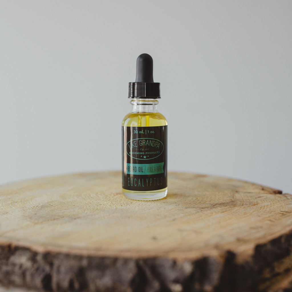 Eucalyptus scented, all-natural Beard Oil. Made in Canada.